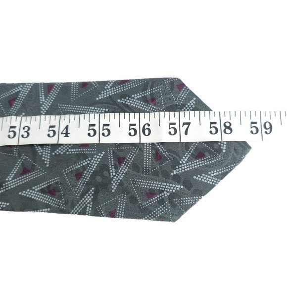 Kenneth Gordon Men Necktie Triangle All Silk Gray Red 59x3.5 - NWOT made in USA - Picture 5 of 5